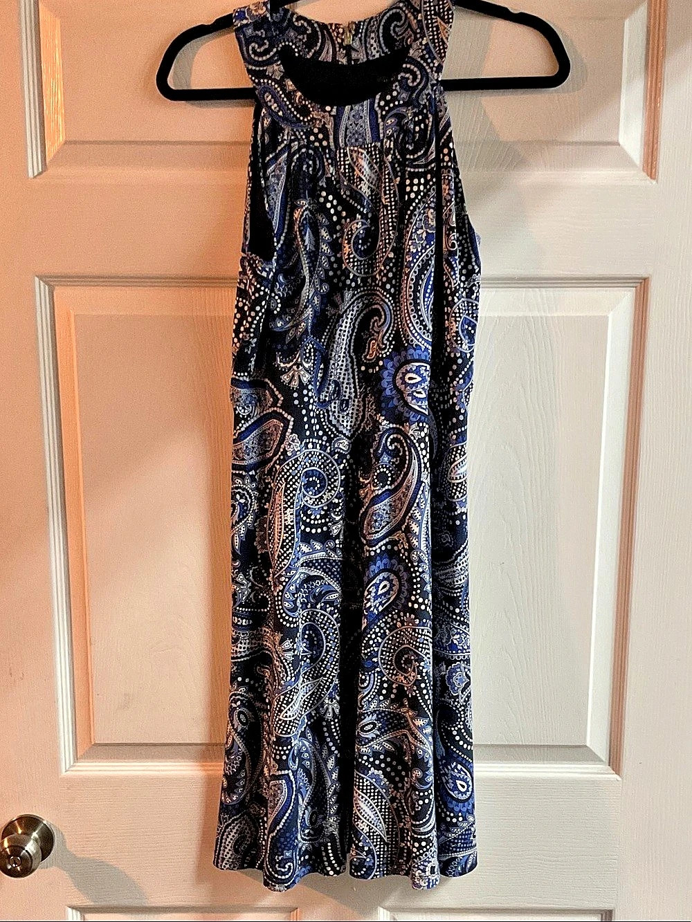 Tommy Hilfiger Paisley Halter Neck Midi Dress Blue & Black Size 8